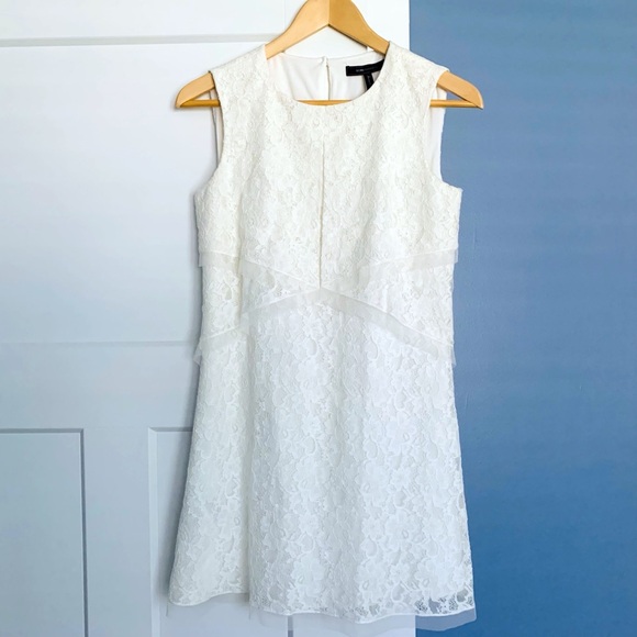 🌸NWOT🌸 BCBGMaxAzria AMELIE Off-White Lace Mini Dress - Picture 2 of 11